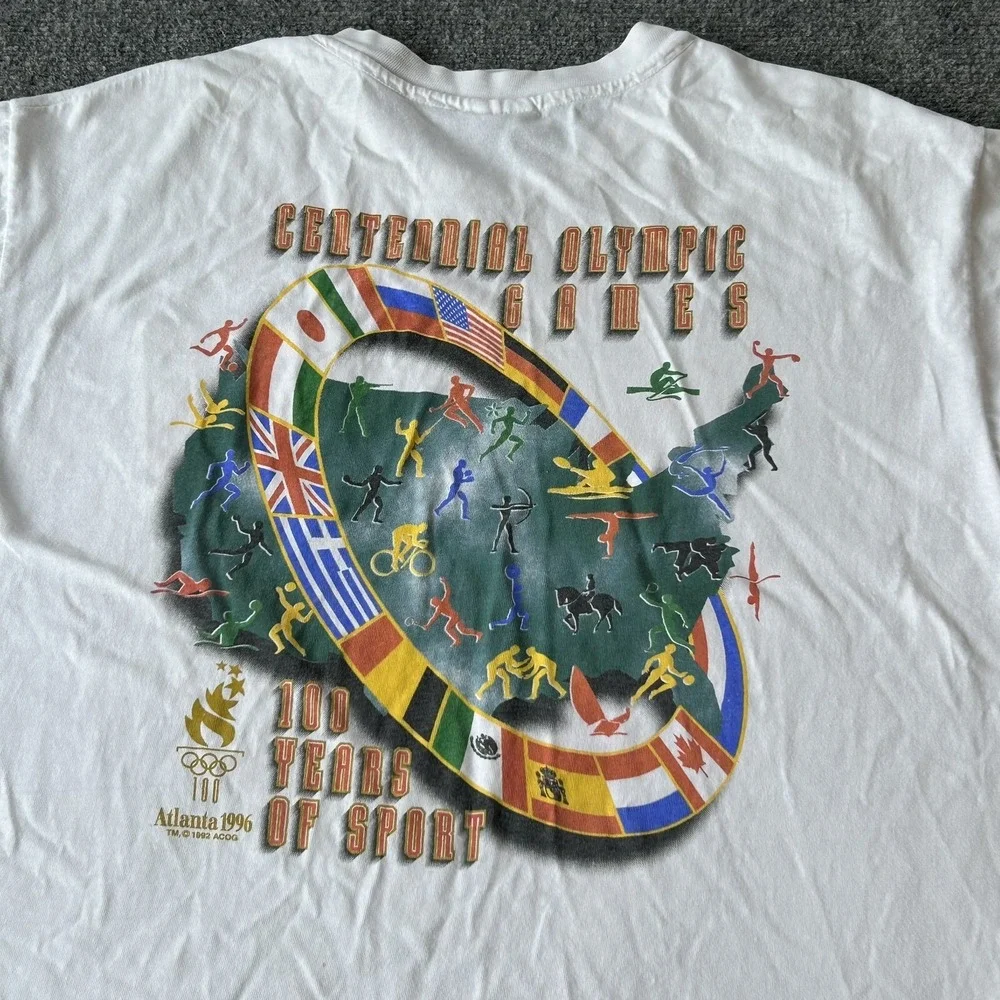 Olympics Shirt Men Extra Large 96 Atlanta 100th Vintage Hanes ‎ Single Stitch